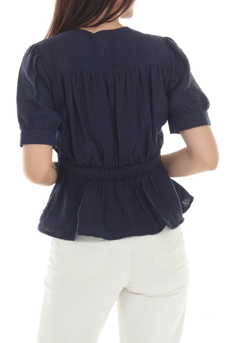 Twist Front Peplum Top, Alternate, color, NAVY