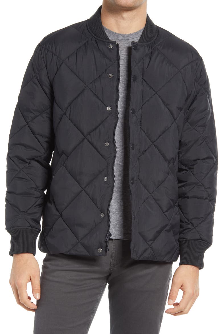 Quilted Puffer Jacket, Main, color, ALMOST BLACK