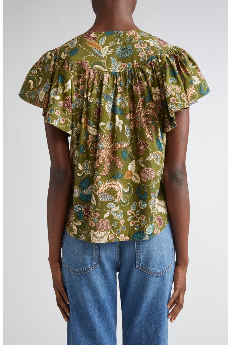 Perline Flutter Sleeve Top, Alternate, color, LICHEN