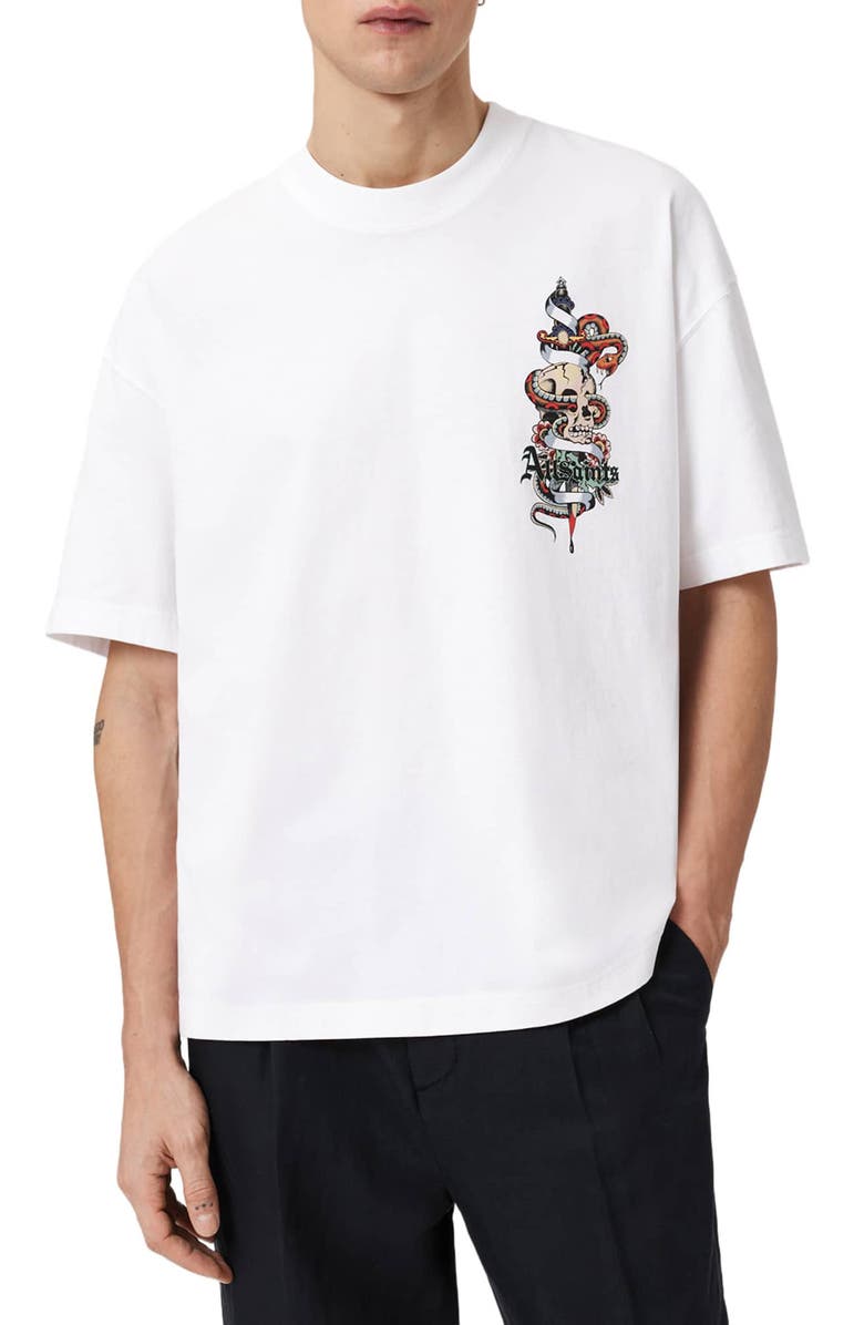AllSaints Blade Graphic Cotton T-Shirt, Main, color, Optic White
