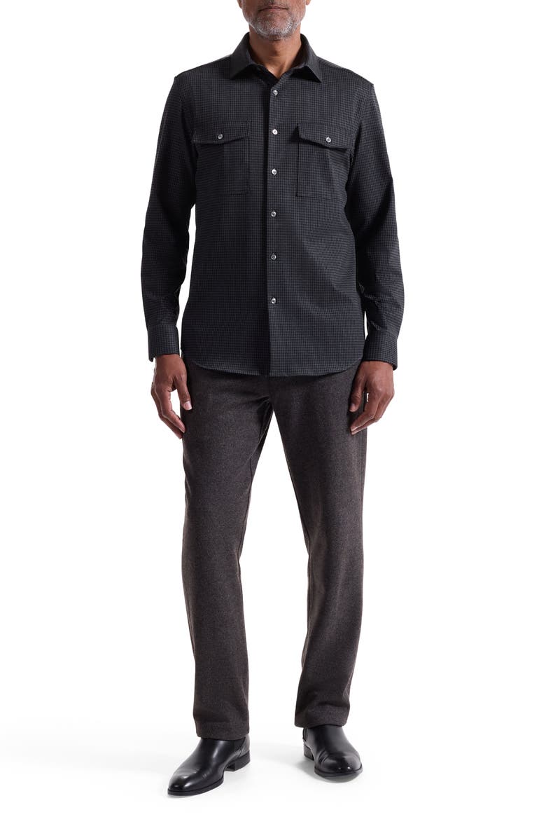 Bugatchi Knit Button-Up Shirt, Alternate, color, Black