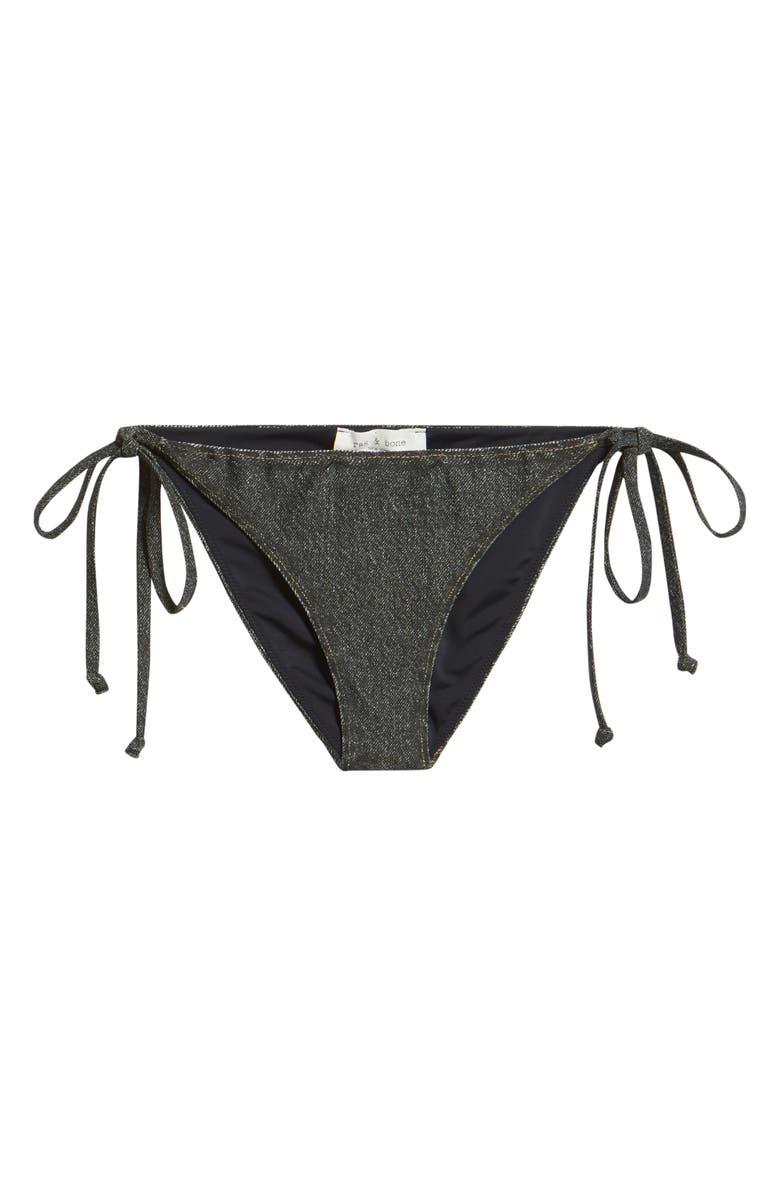 rag & bone Miramar Faux Denim Bikini Bottoms, Alternate, color, Washed Black