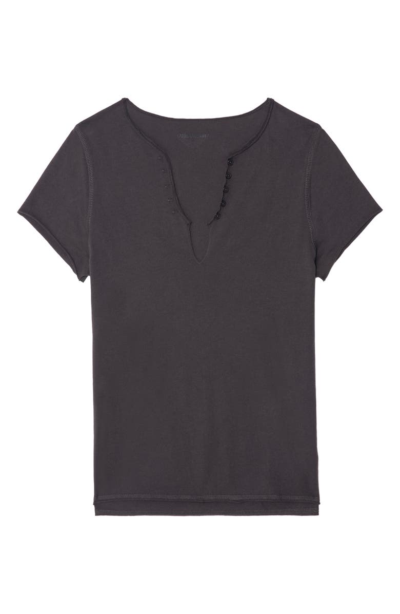 Zadig & Voltaire Tuni Wings Strass Embellished Keyhole Cotton Graphic T-Shirt, Alternate, color, Dark Chocolate