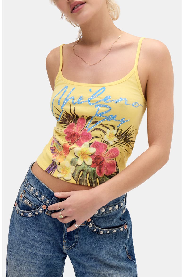 Chileno Bay Graphic Floral Camisole, Main, color, YELLOW