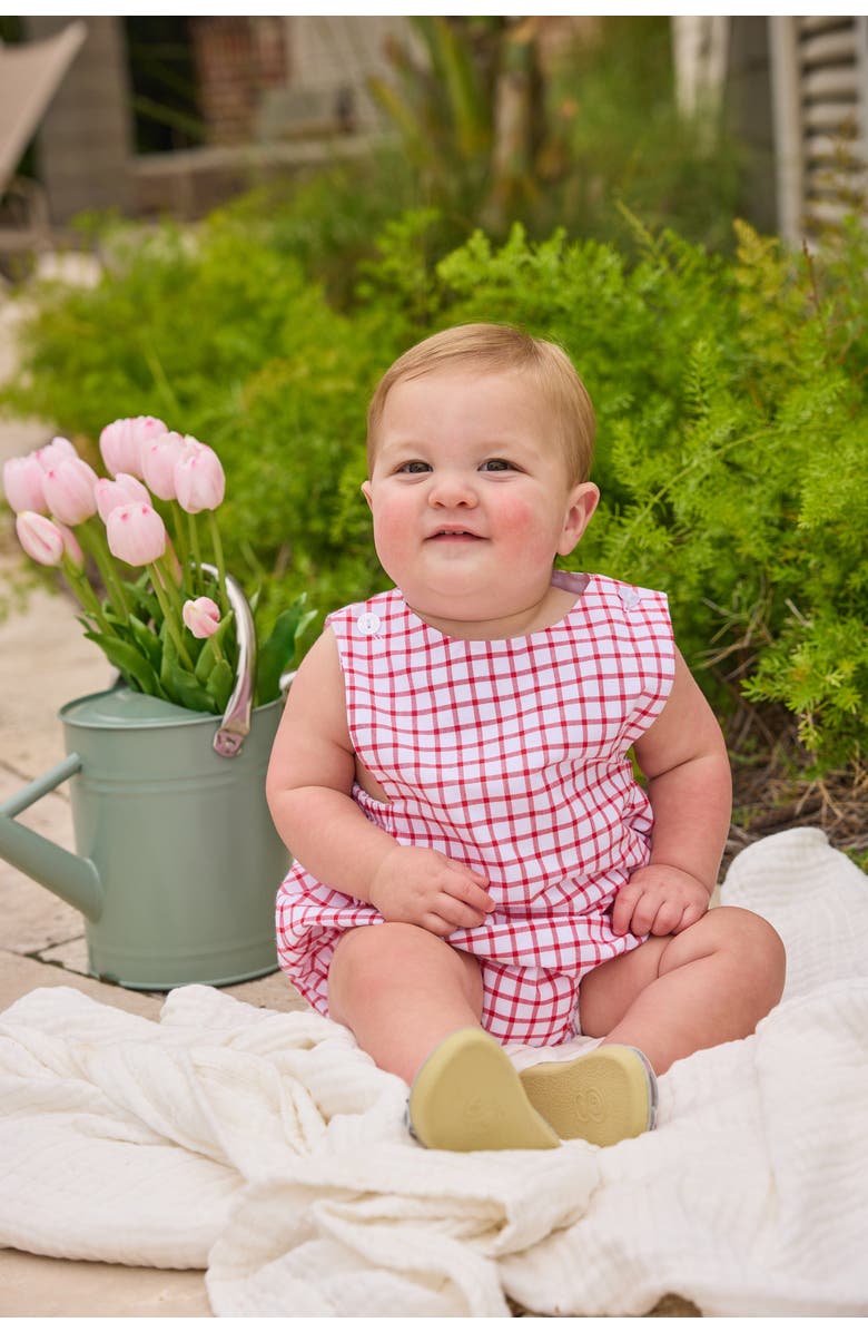 Little English Plaid Louis Sunsuit, Alternate, color, Red Windowpane