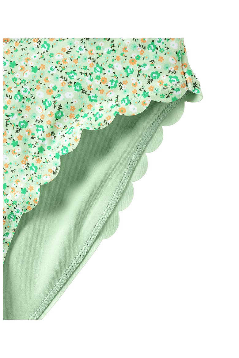 Tugless Scallop High Waisted Bikini Bottoms, Alternate, color, Icy Mint Green Multi Floral