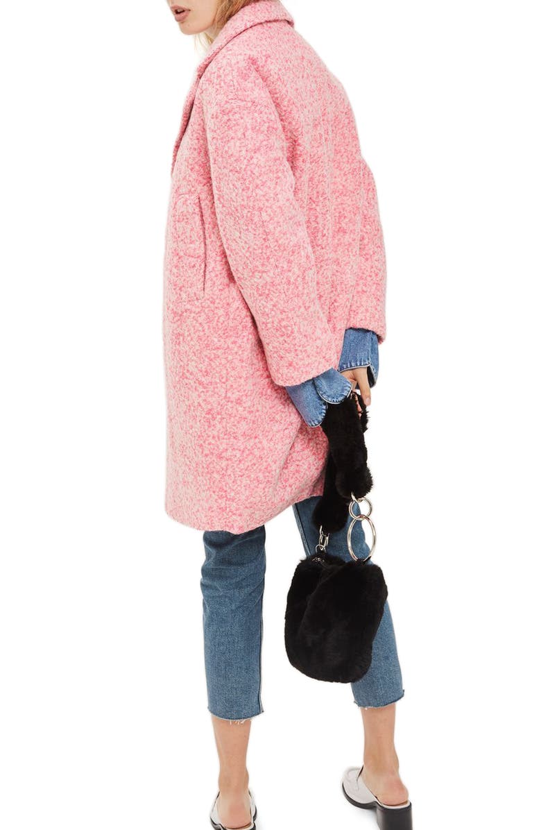 Topshop Fluoro Bouclé Cocoon Coat, Alternate, color,