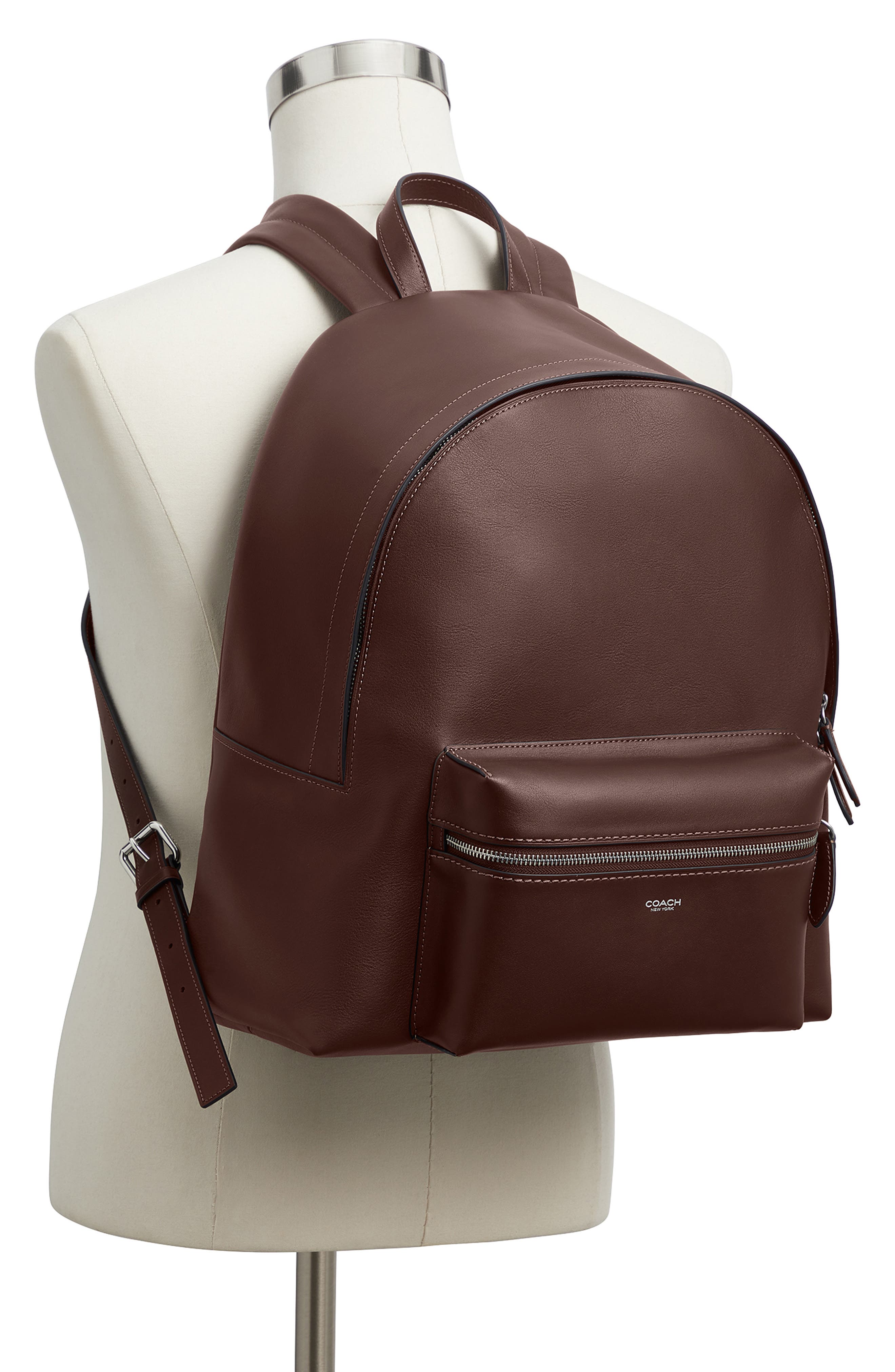 COACH Ridgewood Leather Backpack, Alternate, color, Maple