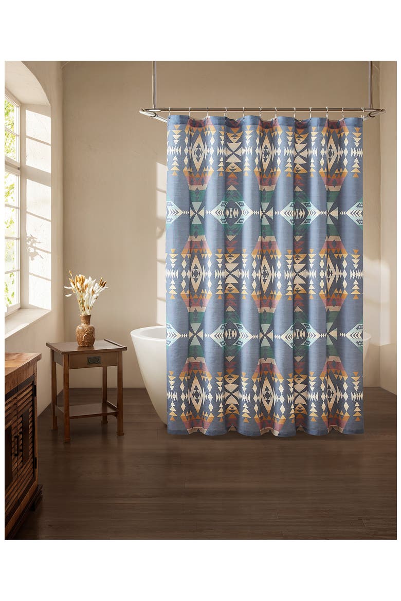 Diamond Peak Shower Curtain, Alternate, color, BLUE