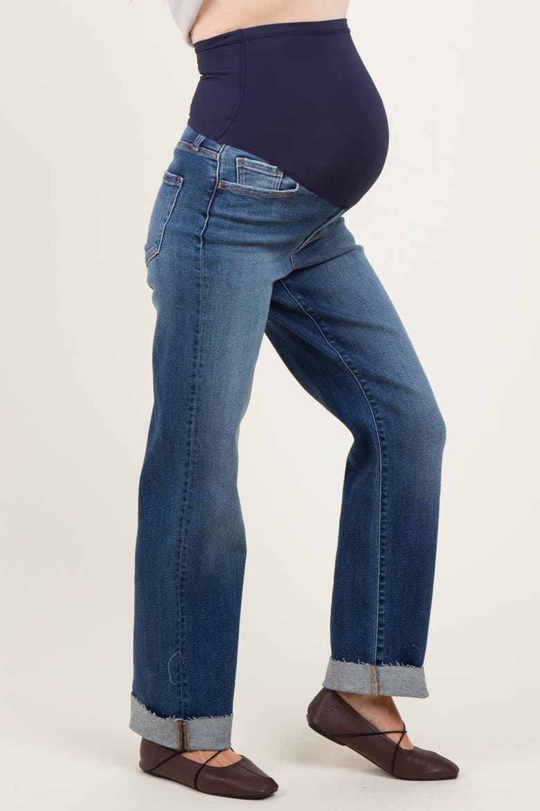 Wash Maternity Dad Jean With Cuffed Hem, Alternate, color, Navy Blue