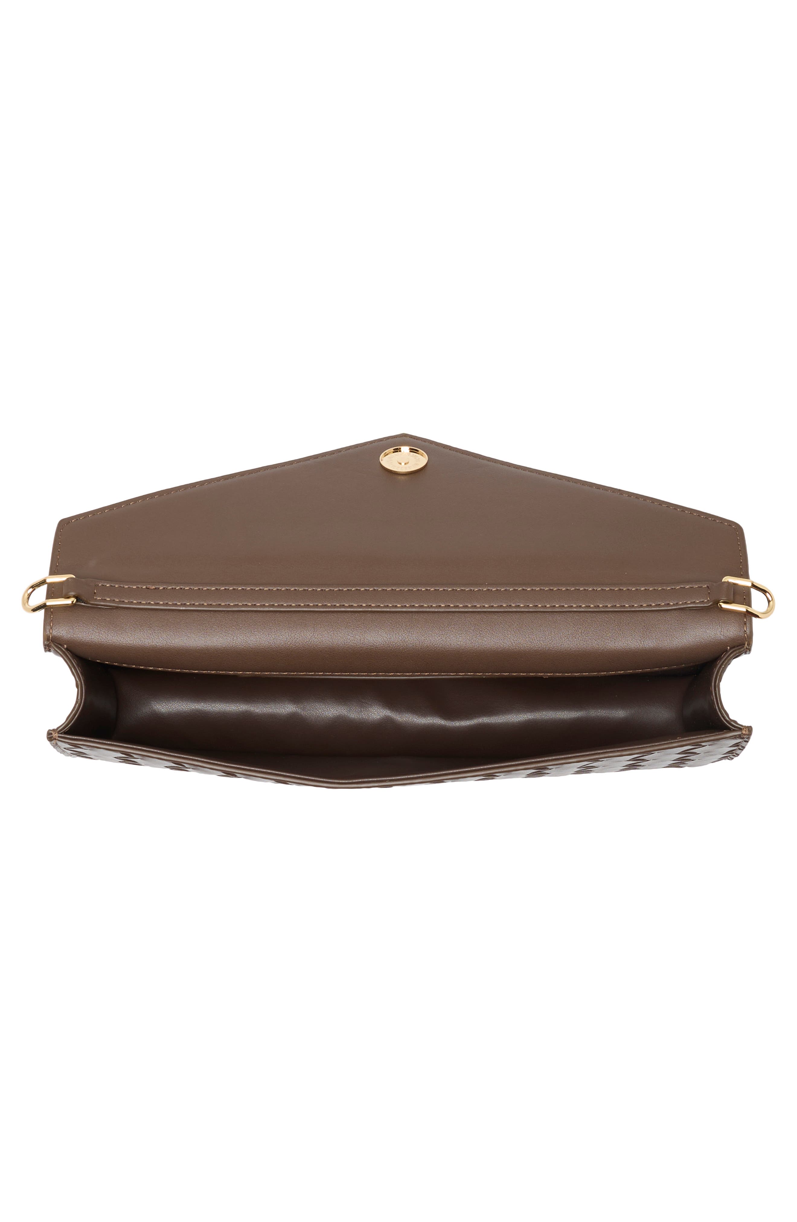 Celeste Woven Faux Leather Envelope Clutch, Alternate, color, MOCHA BROWN