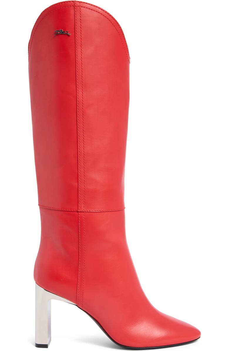Longchamp Metallic Heel Western Boot, Alternate, color, Red Kiss