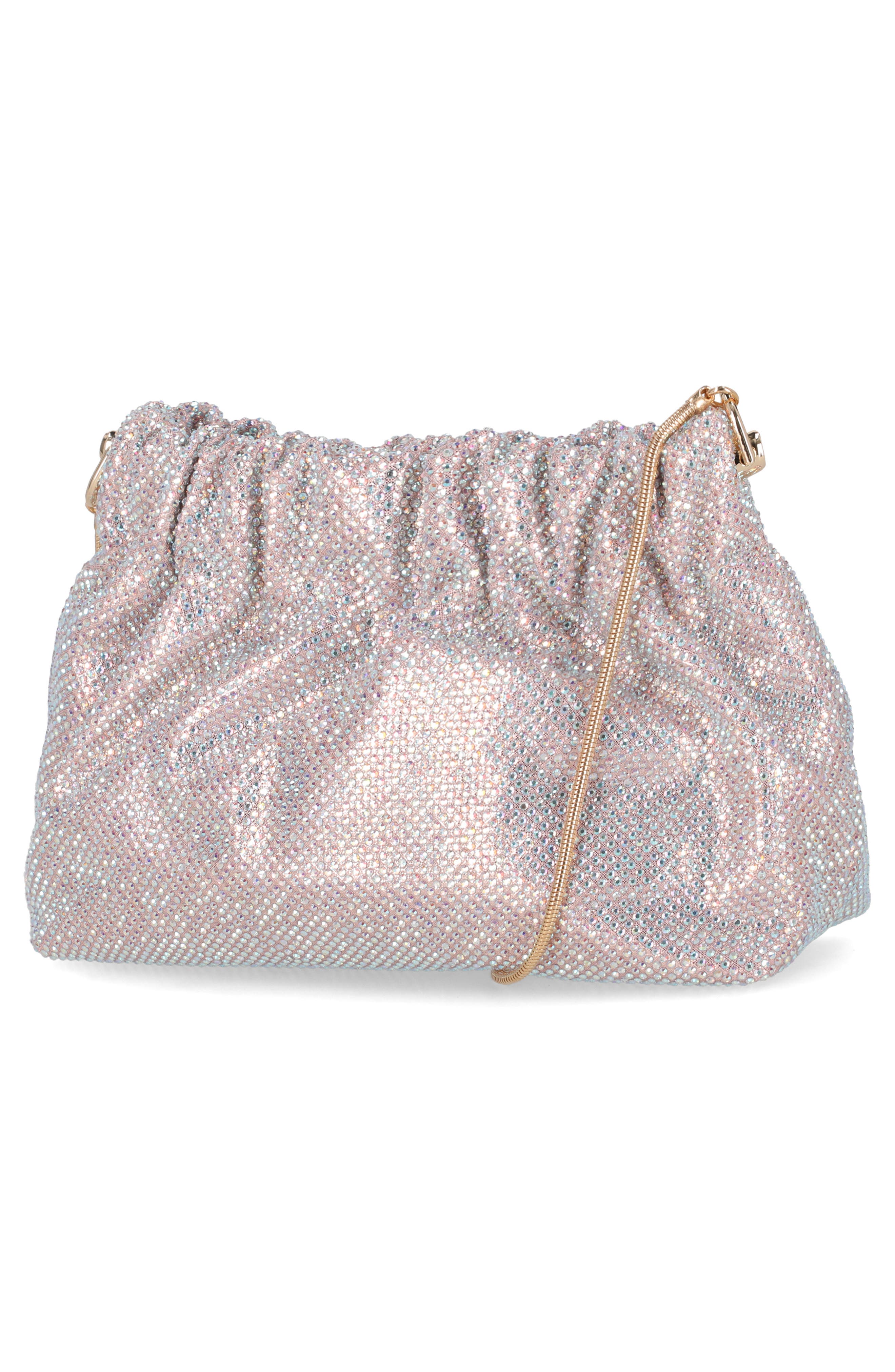 Jessica McClintock Leann Crystal Embellished Clutch, Alternate, color, Blush