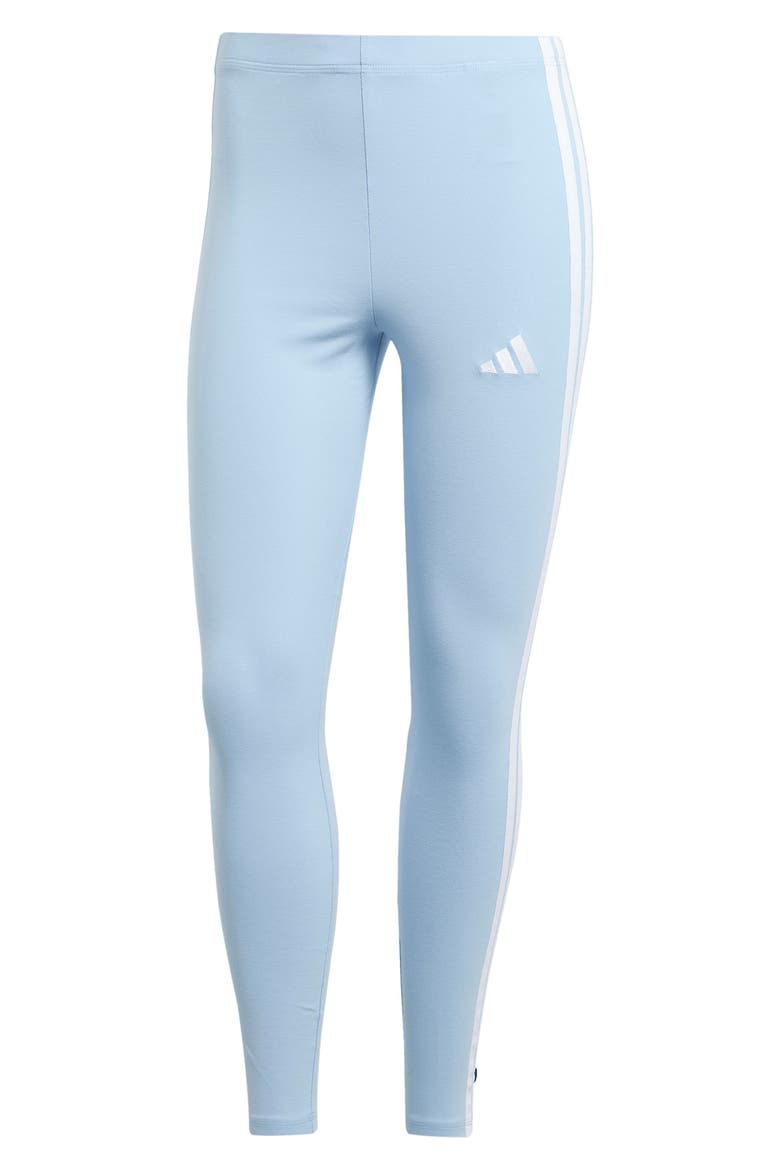 3-Stripe Leggings, Alternate, color, GLOW BLUE/ WHITE