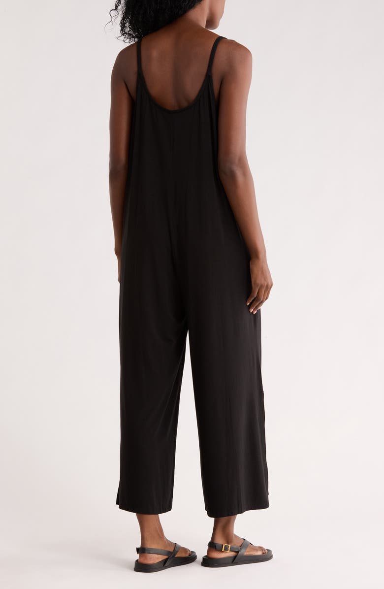 Eileen Fisher Square Neck Crop Wide Leg Jumpsuit, Alternate, color, Black