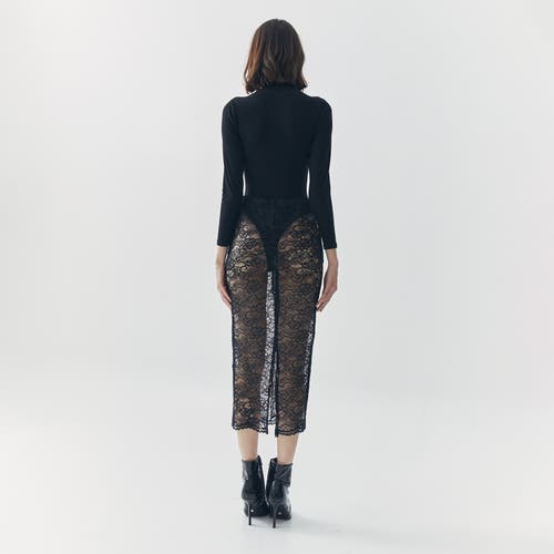 Ats Mila See Thru Lace Skirt In Black