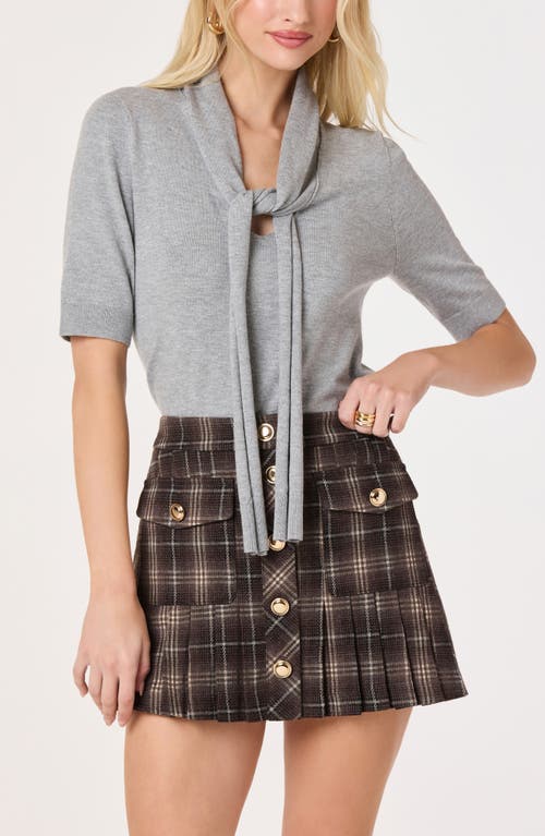 Astr The Label Agatha Tie Neck Sweater In Gray