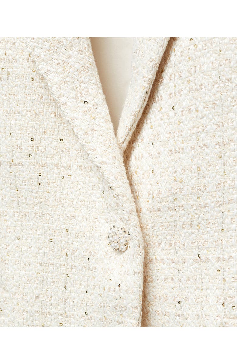 MANGO Imitation Pearl Button Tweed Jacket, Alternate, color, 