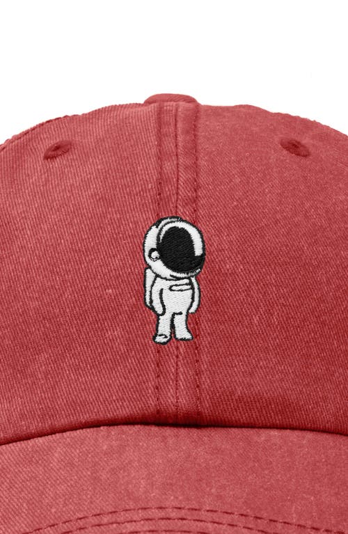 Dalix Astronaut Embroidered Space Hat In Washed Red