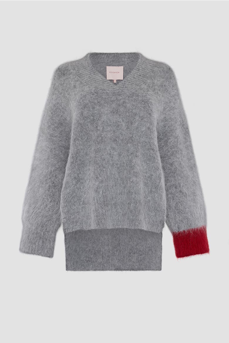 Tehla V-Neck Knitted Sweater, Alternate, color, Light Grey