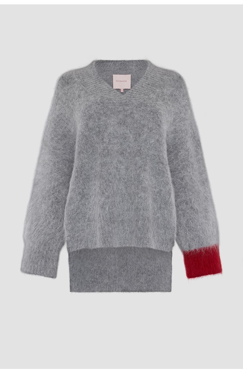 Roksanda Tehla V-Neck Knitted Sweater, Alternate, color, Light Grey