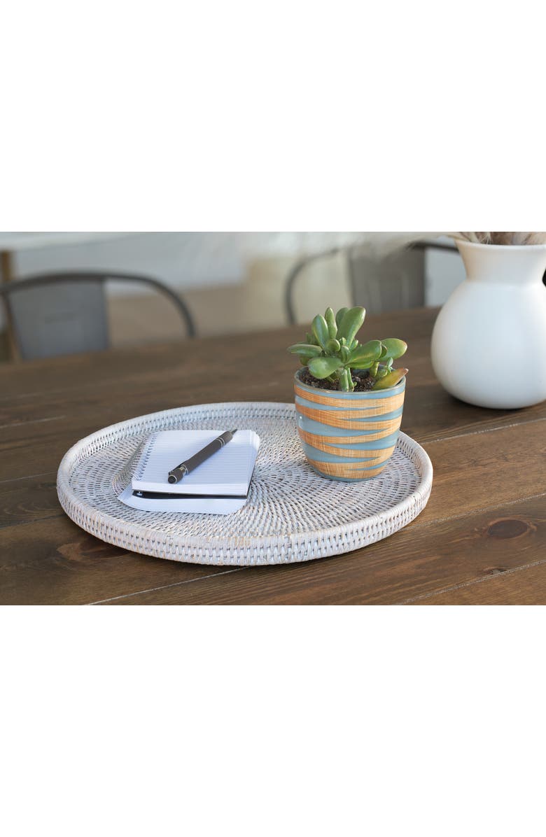 Artifacts Trading Company<sup>™</sup> Artifacts Rattan Round Flat Tray, Alternate, color, White Wash