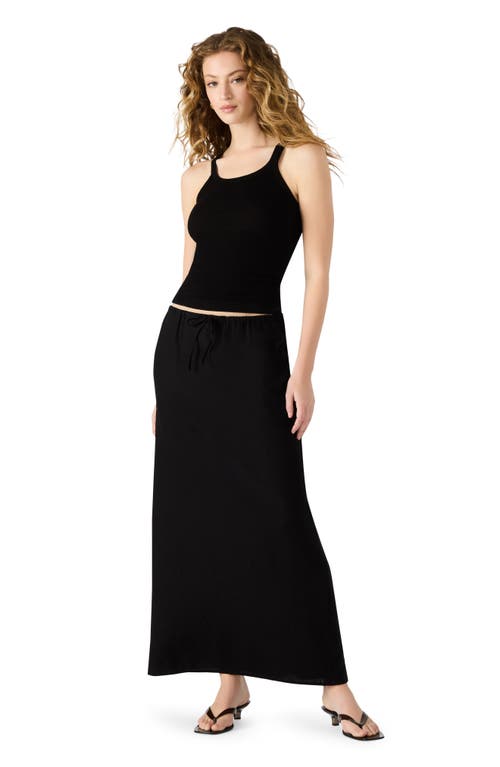 Steve Madden Cadi Linen Drawstring Waist Maxi Skirt In Black
