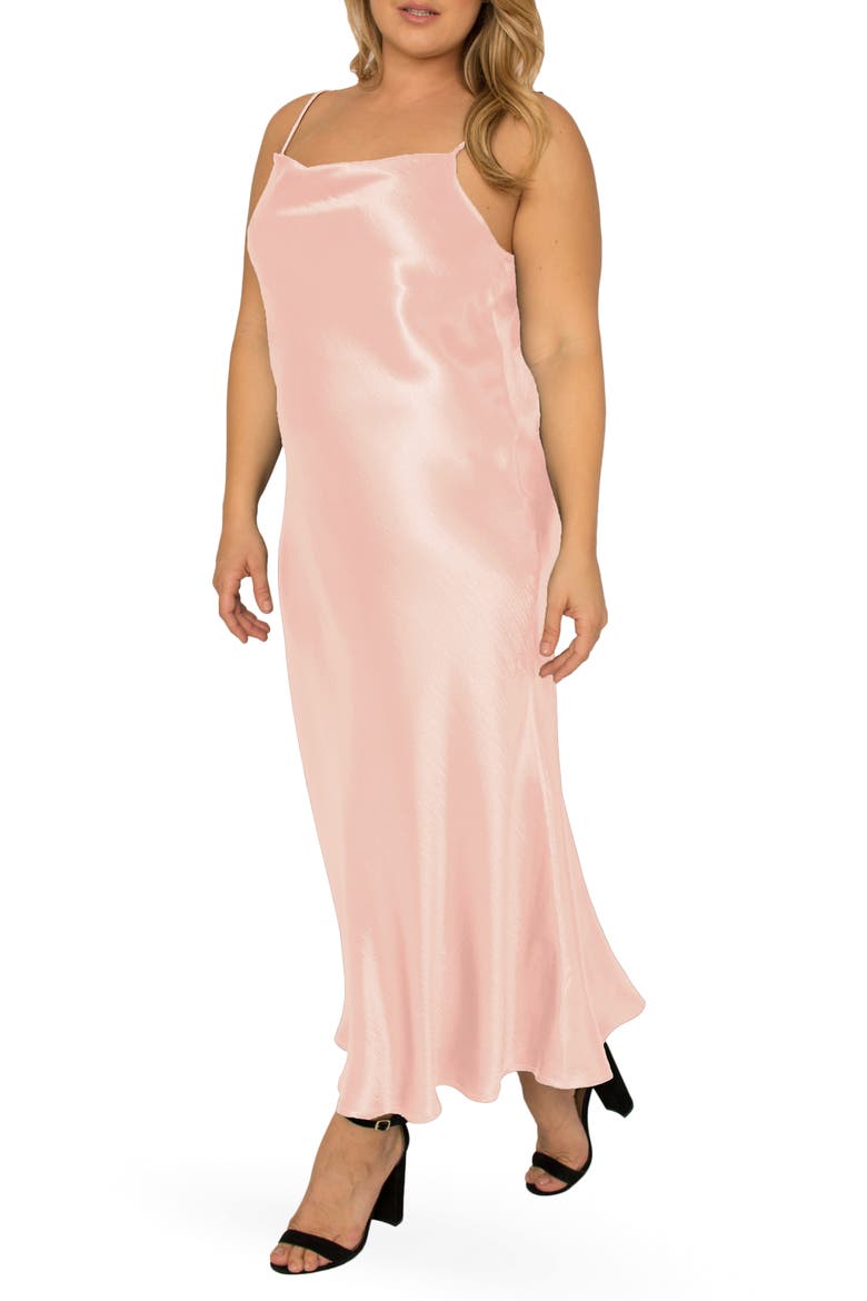 Cowl Neck Satin Slipdress, Main, color, ROSEPINK
