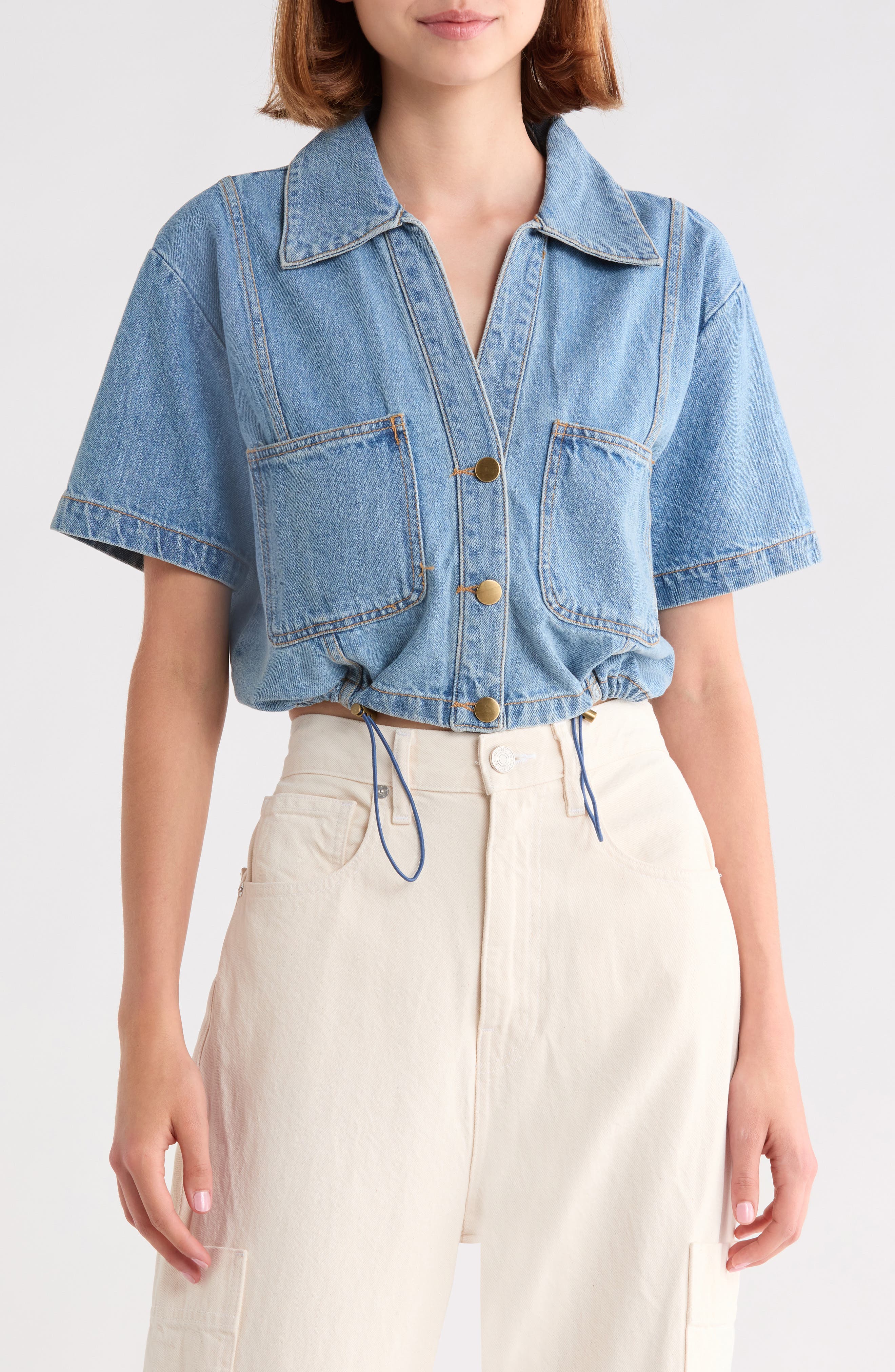 Cropped Denim Shirt