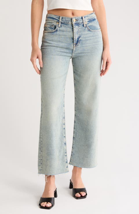 Alexa Cropped Raw Hem Wide Leg Jeans