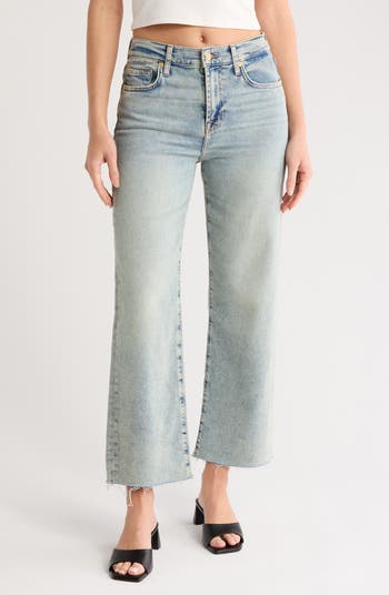 7 For All Mankind Cropped Alexa w/ Cut Hem in Black main image 1