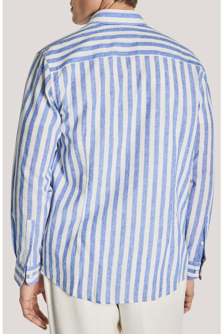 Jacques Linen & Cotton Button-Up Shirt, Alternate, color, BLUE / WHITE