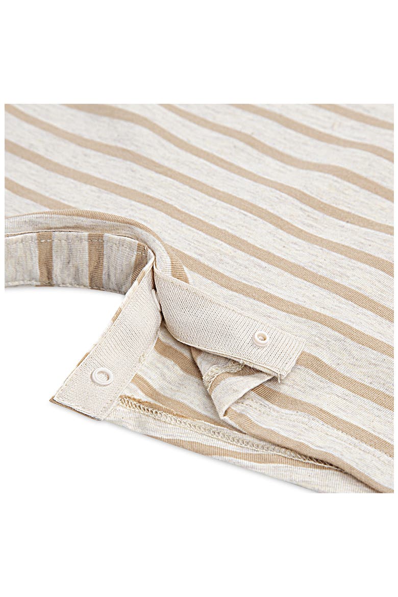 Stripe Romper & Bucket Hat Set, Alternate, color, PALE IVORY HEATHER