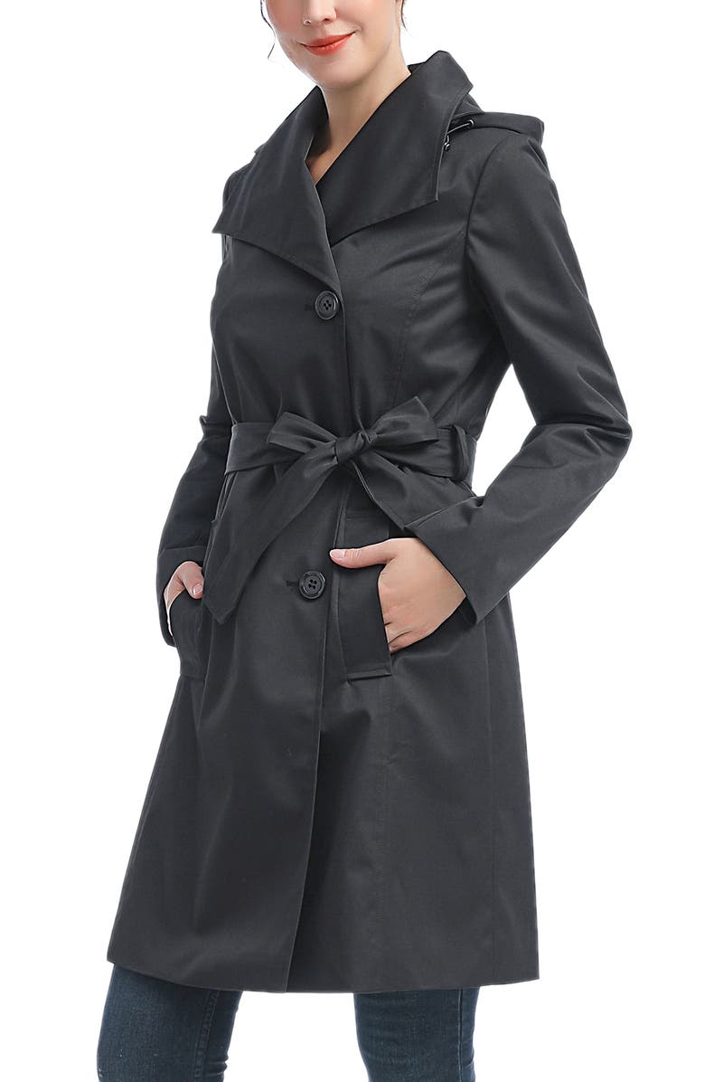 Kimi & Kai Elsa  Hooded Trench Coat, Alternate, color, Black