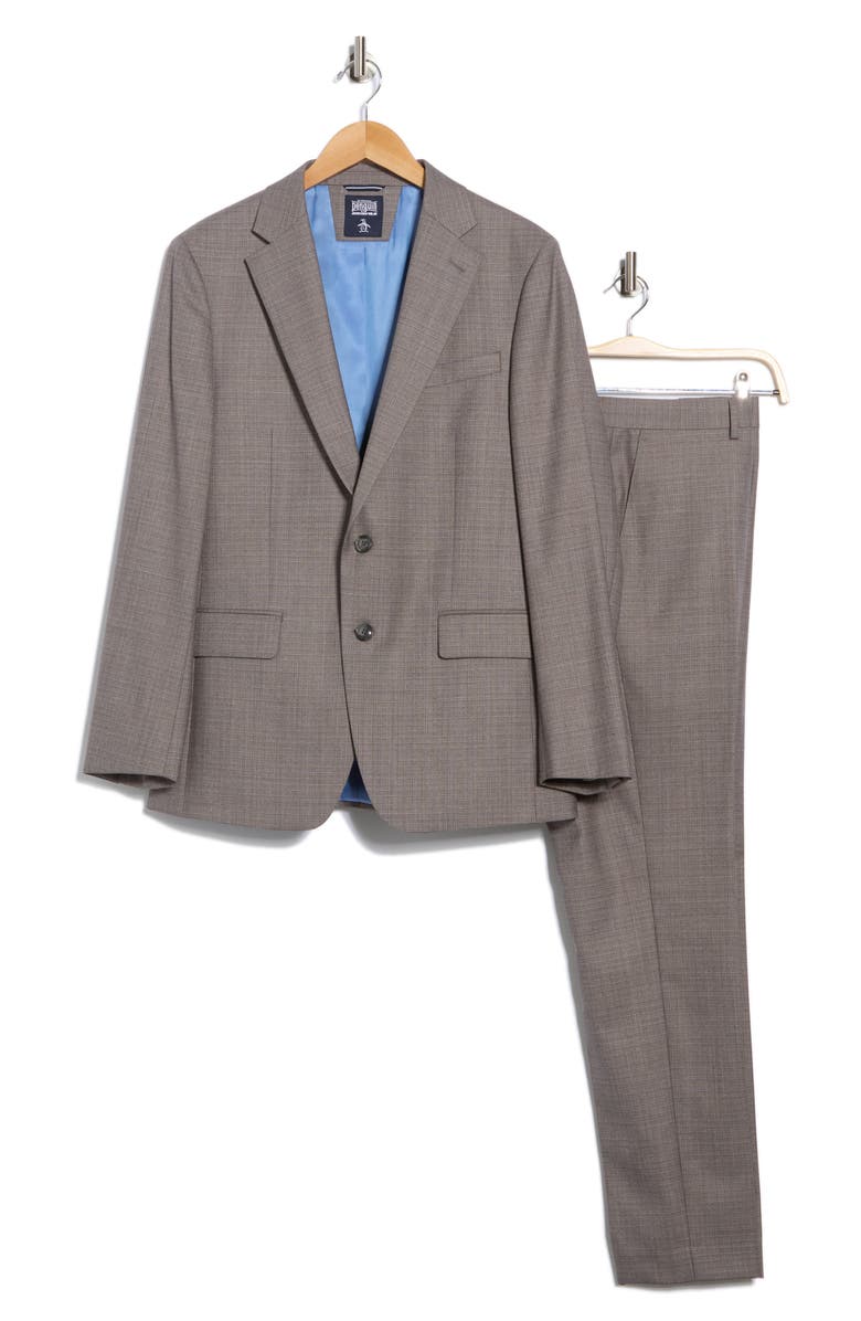 Original Penguin Notch Lapel Wool Blend Suit, Alternate, color, Tan/ Blue