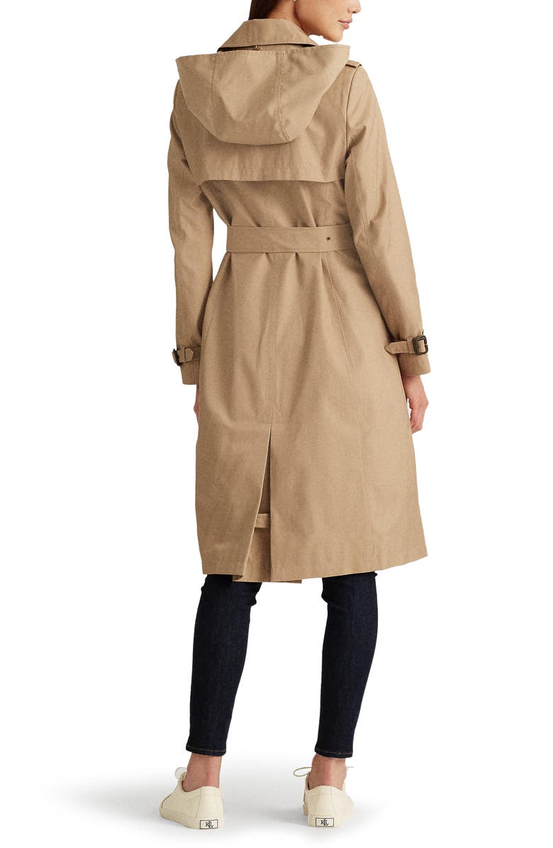 Lauren Ralph Lauren Double Breasted Long Hooded Trench Coat, Alternate, color,