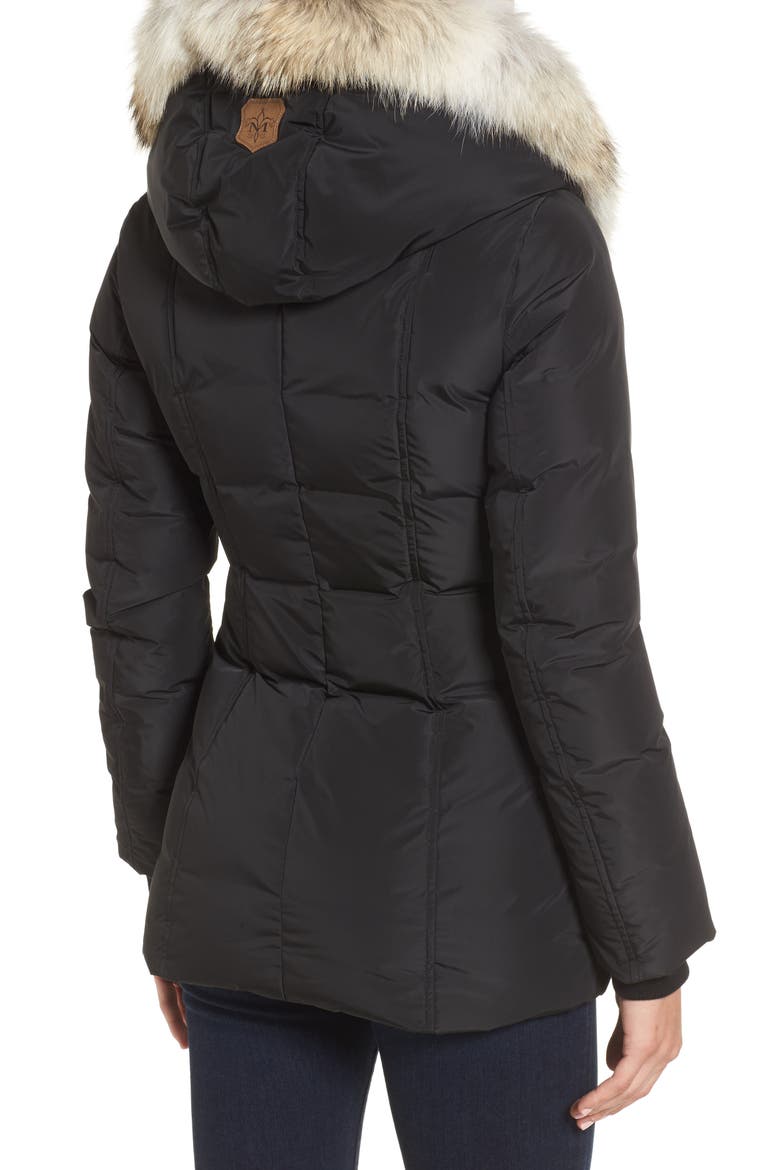 Adali-X Hooded Down Parka with Inset Bib & Genuine Fox Fur Trim, Alternate, color, BLACK