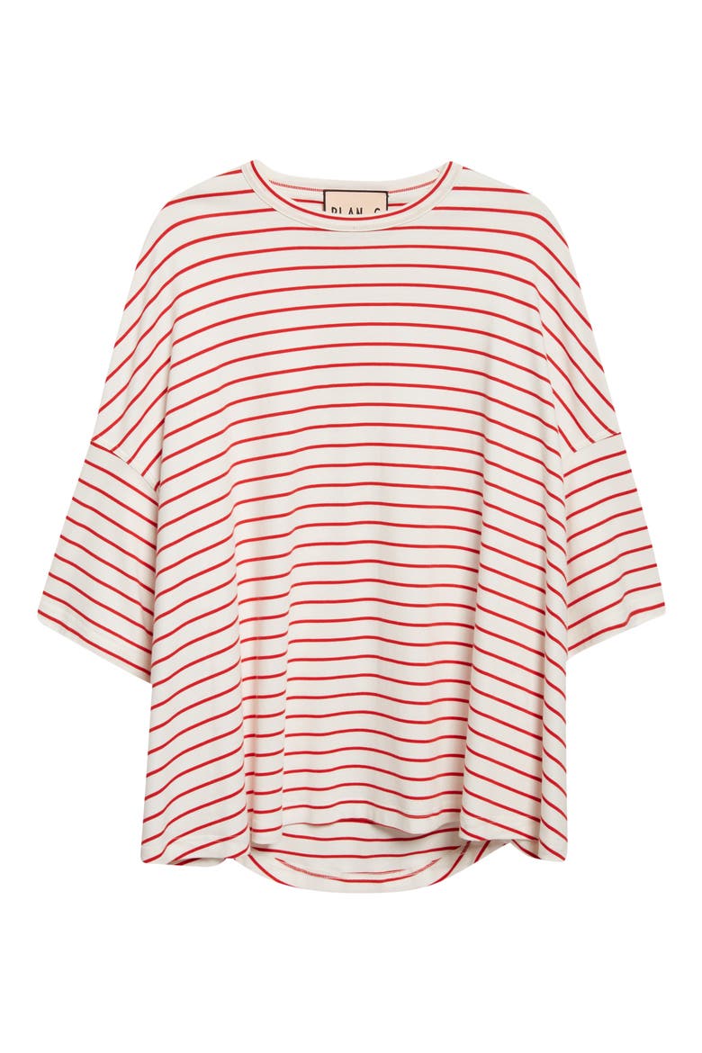 Stripe Oversize Cotton T-Shirt, Alternate, color, WHITE / RED STRIPE