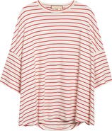 PLAN C Stripe Oversize Cotton T-Shirt