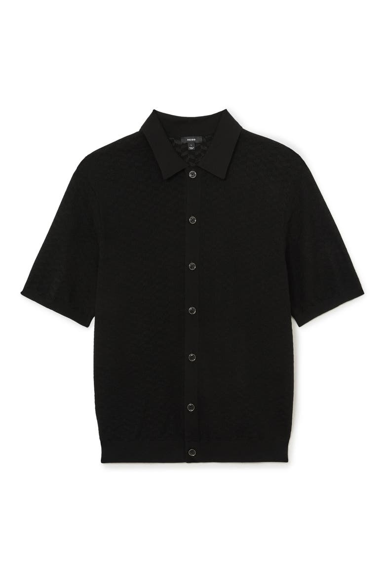 Phoenix Chevron Knit Button-Up Shirt, Alternate, color, BLACK