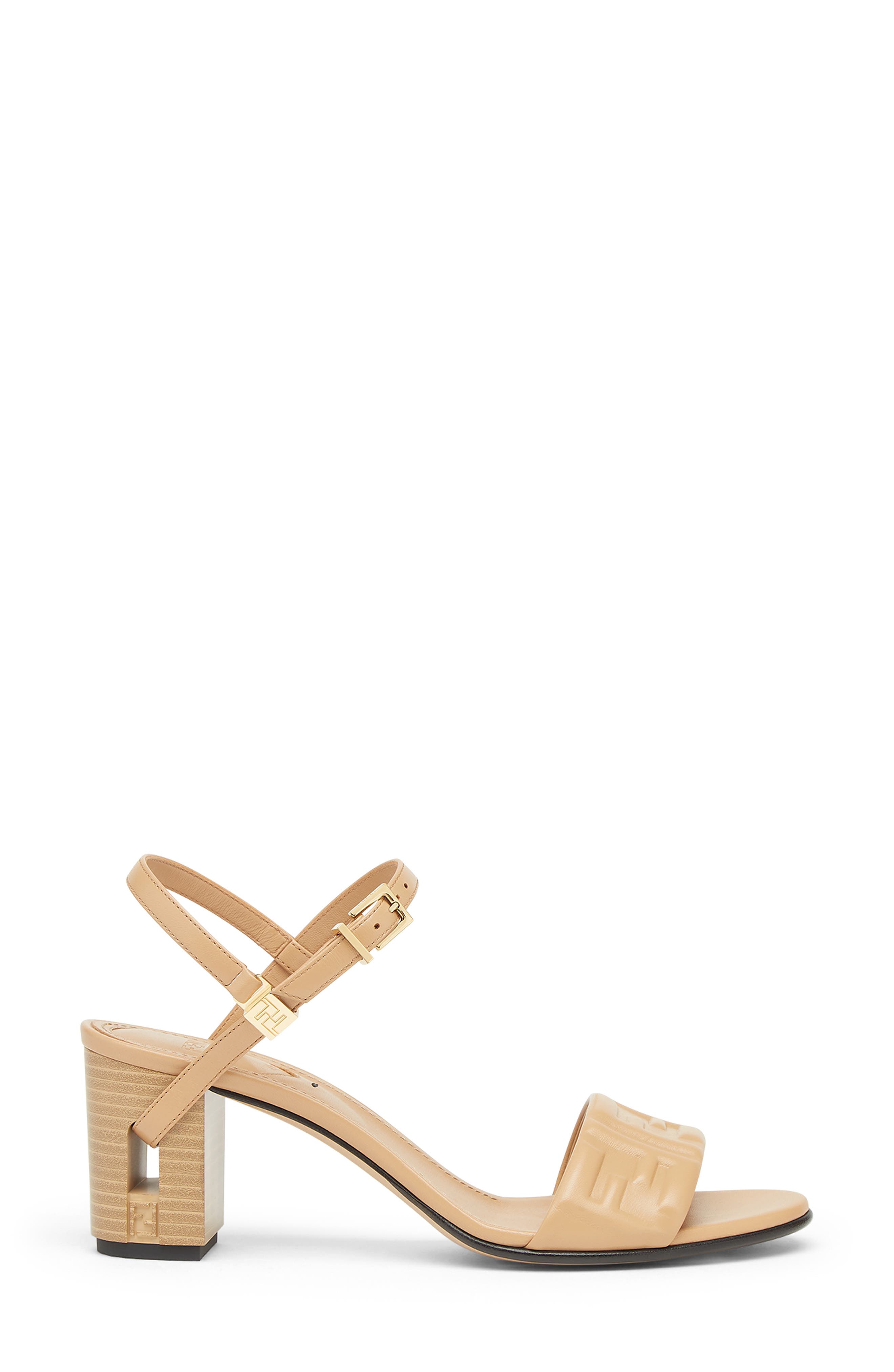 Fendi Delfina Ankle Strap Sandal, Alternate, color, Dark Honey/ Dark Honey
