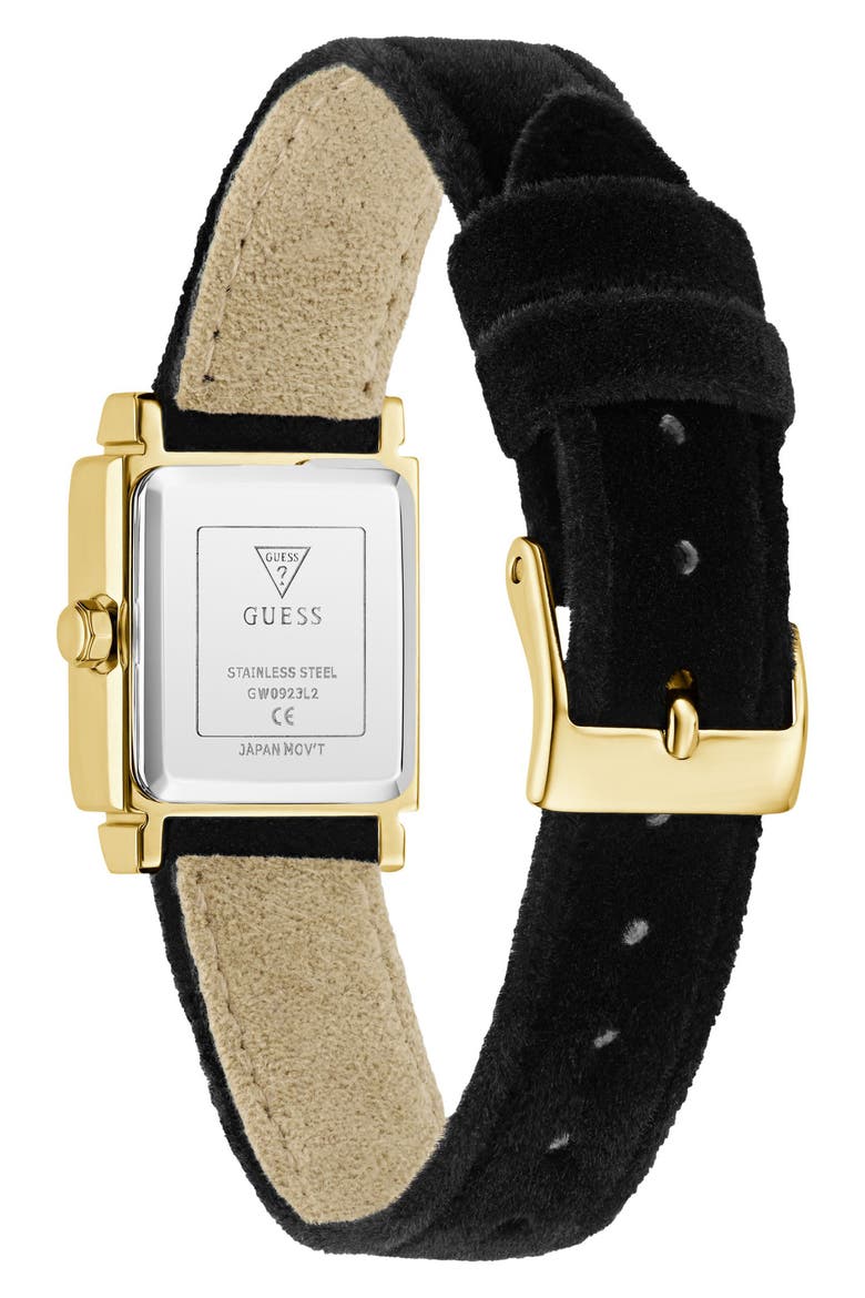 Taylor Square Leather Strap Watch, 21mm, Alternate, color, BLACK