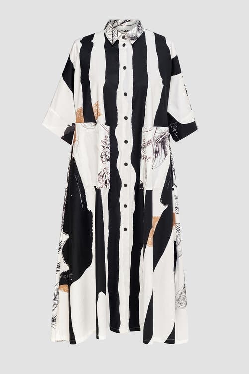 ALEMBIKA ALEMBIKA ZEBRA MIXED PRINT A-LINE MAXI SHIRT-DRESS 