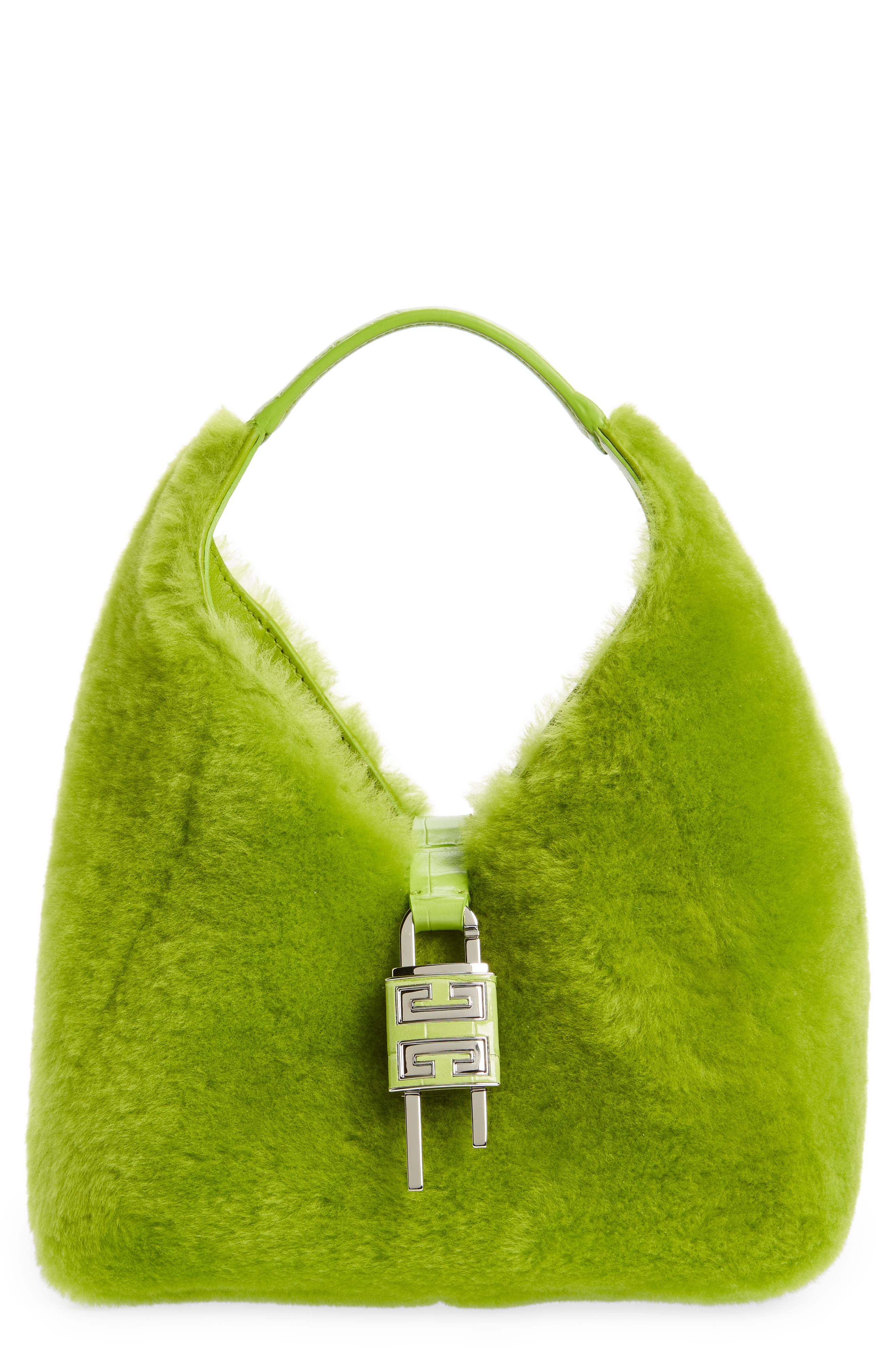 Mini G-Lock Genuine Shearling Hobo Bag, Main, color, CITRUS GREEN