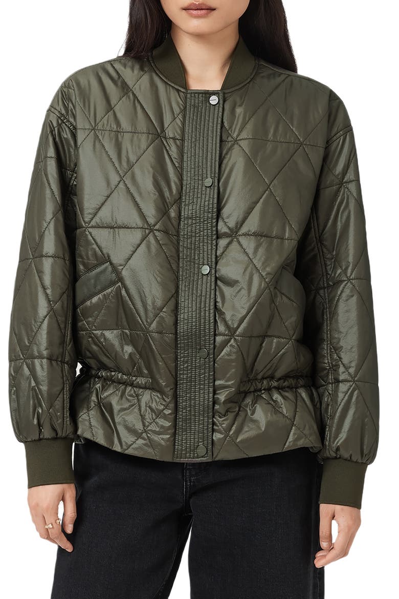 Alii Quilted Bomber Jacket, Main, color, FOREST GREEN