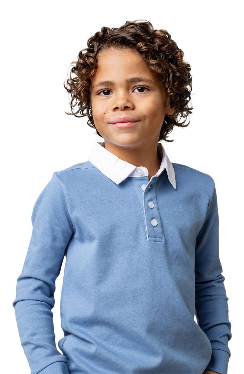 Hope 
Henry Boys
 Organic Rugby Shirt, Kids, Alternate, color, Coastal Blue