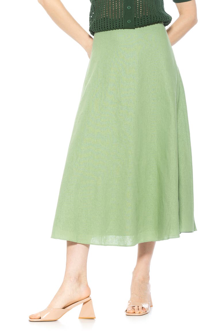 Brilyn Linen Midi Skirt, Main, color, SAGE