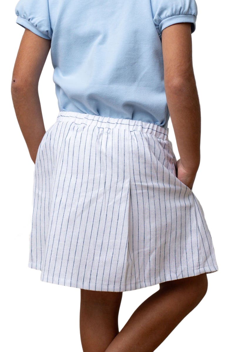 Hope 
Henry Girls
 Linen Pleated Bow Skort, Kids, Alternate, color, White Court Pinstripe