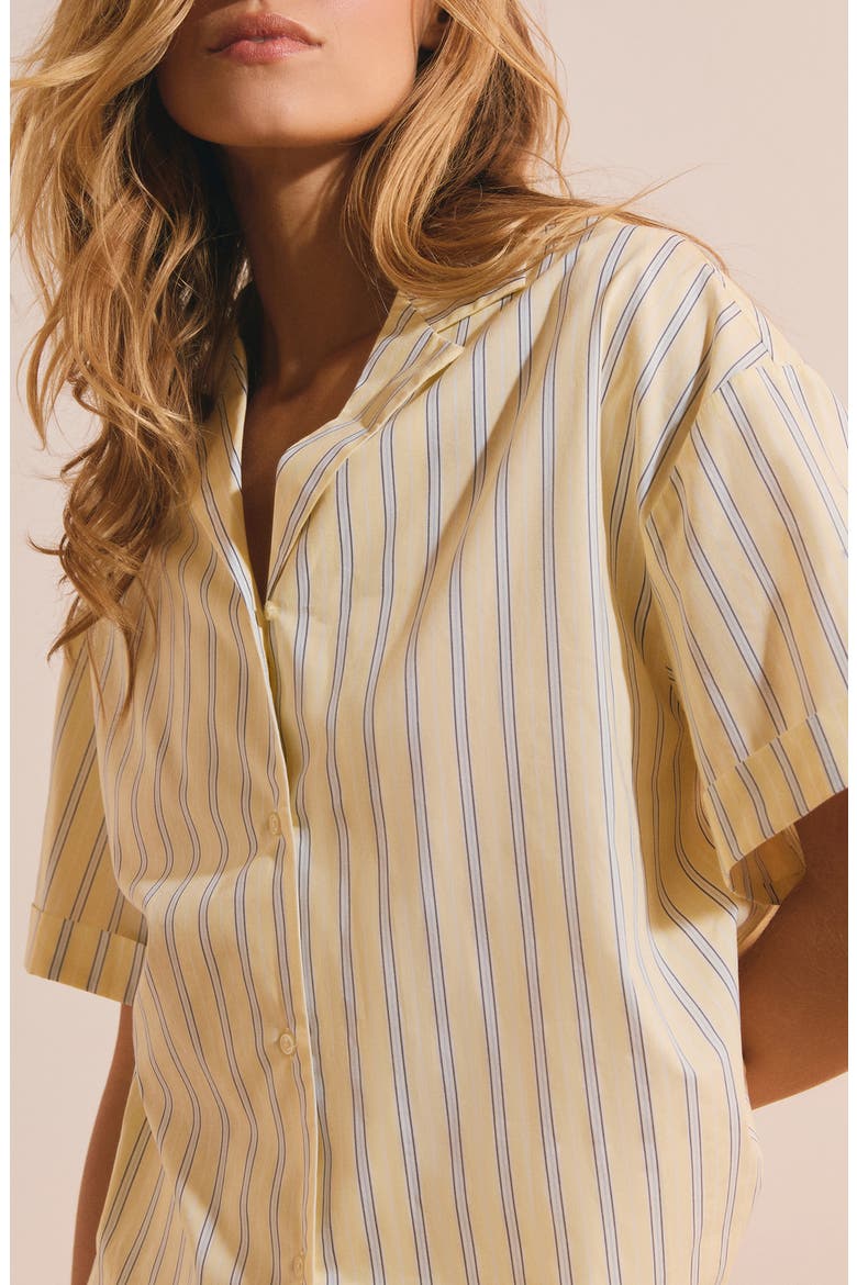 Benicio Striped Cotton Chemise, Alternate, color, LIGHT YELLOW