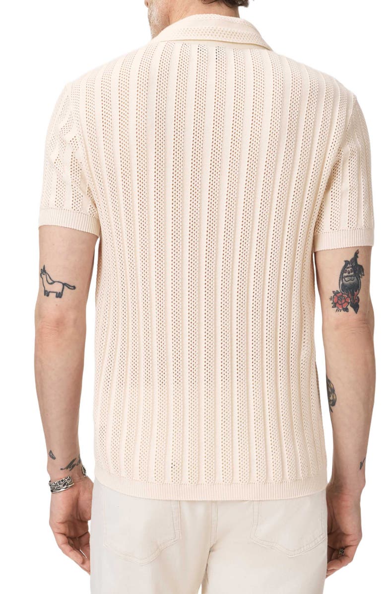 John Varvatos Ferone Open Stitch Stripe Stretch Cotton Sweater, Alternate, color, Ivory